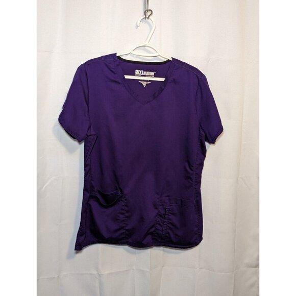 Grey's Anatomy Barco Mock Scrub Top 4 Pocket Purple Women's Large - Picture 1 of 12
